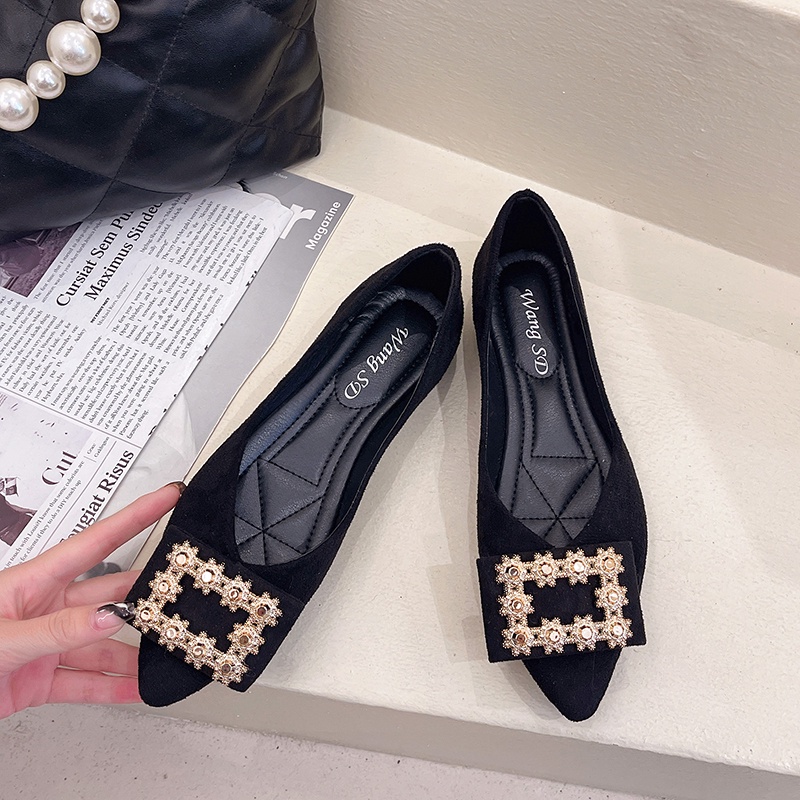 Giày búp bê IELGY mũi nhọn đính đá thời trang dành cho nữ