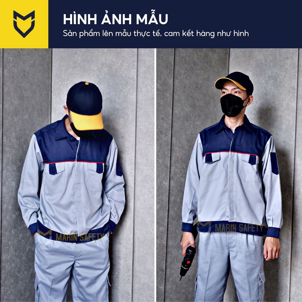 Quần áo bảo hộ lao động AGOTA QA05 vải kaki 3/1 dày dặn, phối màu đẹp (1 bộ) - Marin Safety