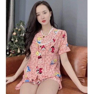 Bộ mặc nhà, bộ ngủ đùi tiểu thư hình mickey freesize, bộ ngủ nữ