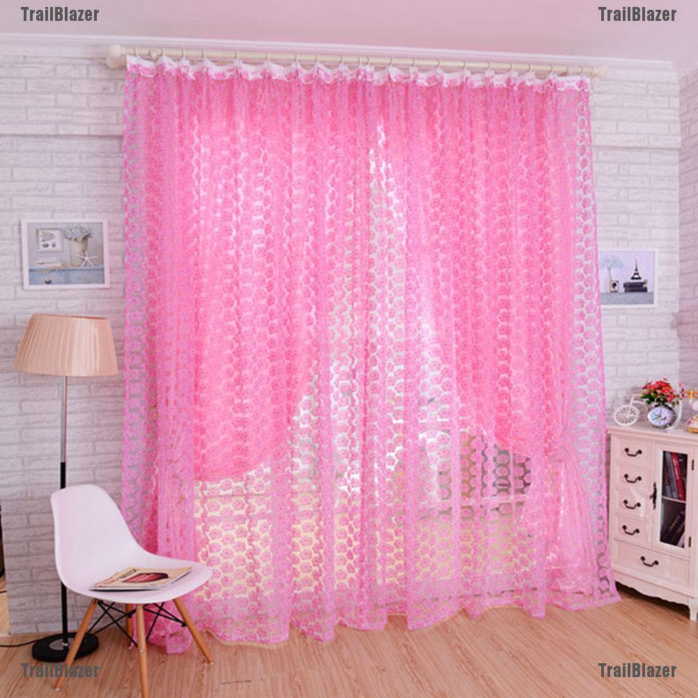 Rèm Cửa Vải Tuyn Họa Tiết Hoa Hồng