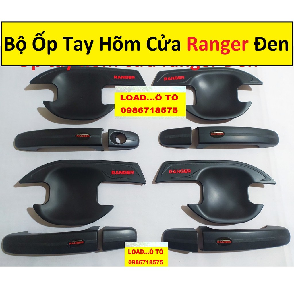 Ốp Tay Nắm, Hõm Cửa Xe Ford Ranger 2022-2016 Nhựa Đen ABS Cao Cấp