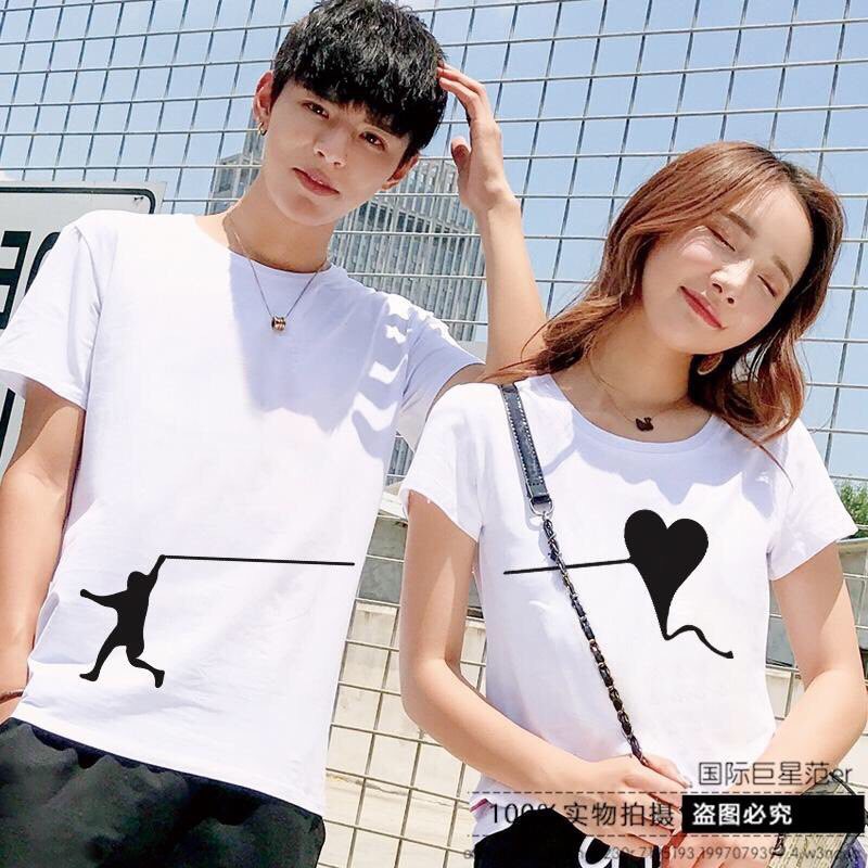 Áo thun đôi, đồ đôi nam nữ in hình dễ thương