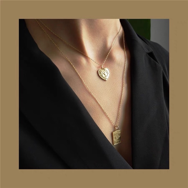 Vòng cổ xi mạ vintage tone vàng bạc