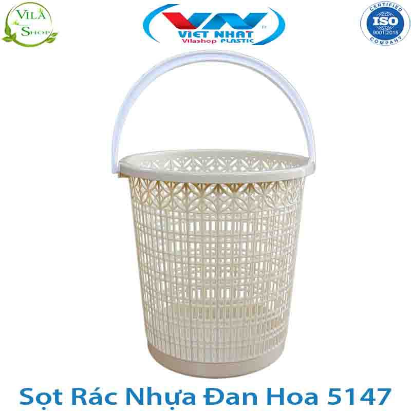 Thùng Đựng Rác, Sọt Rác Nhựa Có Quai, Giỏ Rác Đan Hoa Đa Năng Chính Hãng Việt Nhật