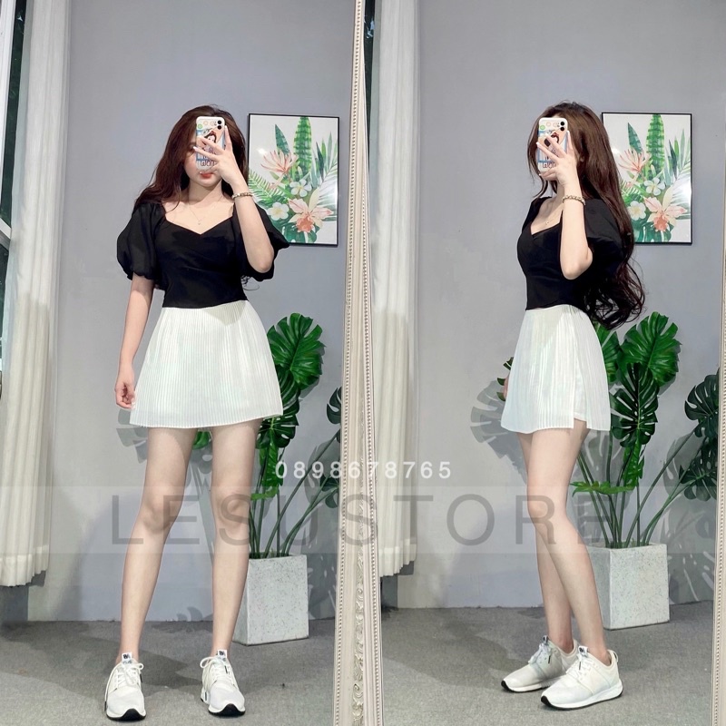 ẢNH TỰ CHỤP Quần giả váy dập li xoè