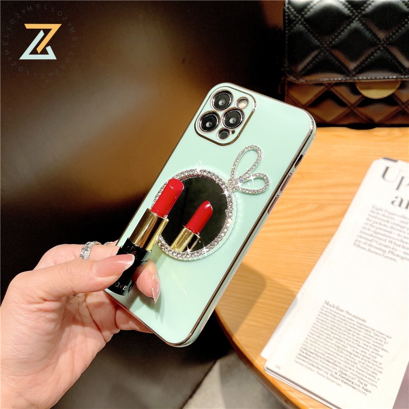 Zymello ốp lưng OPPO Reno 7Z 5G Reno6 Z 5G Reno 5 5G Reno 7 5G Reno 6 5G Reno 4 4G Reno 4F Reno 5F Gương trang điểm mạ điện hộp đựng điện thoại