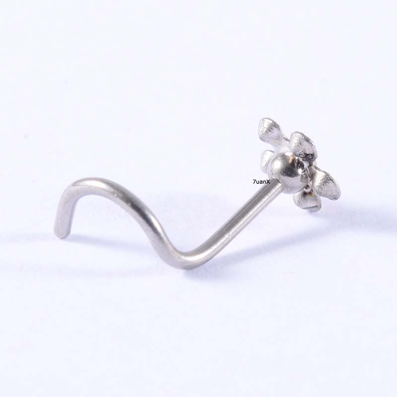 Khuyên mũi đơn thép không gỉ đính đá nhân tạo 20G cá tính thời trang