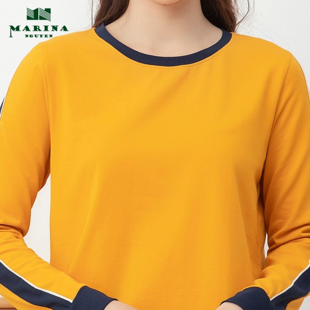 Bộ Thu Đông Nữ MARINA NGUYỄN Phong Cách Thể Thao Phối Viền Cánh Tay Cá Tính, Chất Vải Cotton Thấm Hút Tốt - 821024