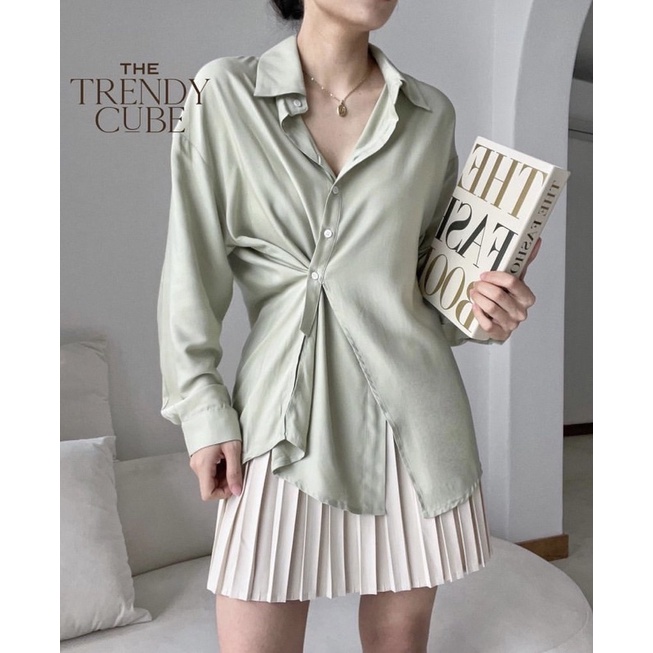 PASS ÁO SƠ MI VẠT CHÉO XANH MINT TRENDY