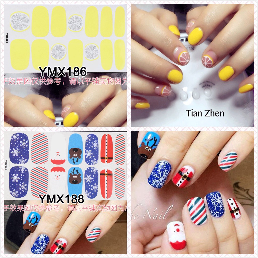 Giấy dán móng trang trí DIY hoạt hình 3D hoa lá hình học đa dạng