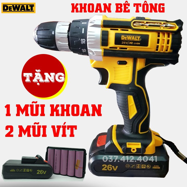  [ LỰA CHỌN CÓ PHỤ KIỆN HOẶC KHÔNG PHỤ KIỆN ] MÁY KHOAN DEWALT 26V 3 CHỨC NĂNG - CÓ BÚA - KHOAN MỌI BỀ MẶT - GIÁ ĐẸP