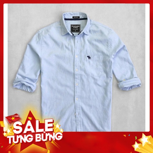 Áo nam sơ mi tay dài Abercrombie vải oxford màu xanh da - Đẹp Trai Soái Ca - Hàng nhập khẩu
