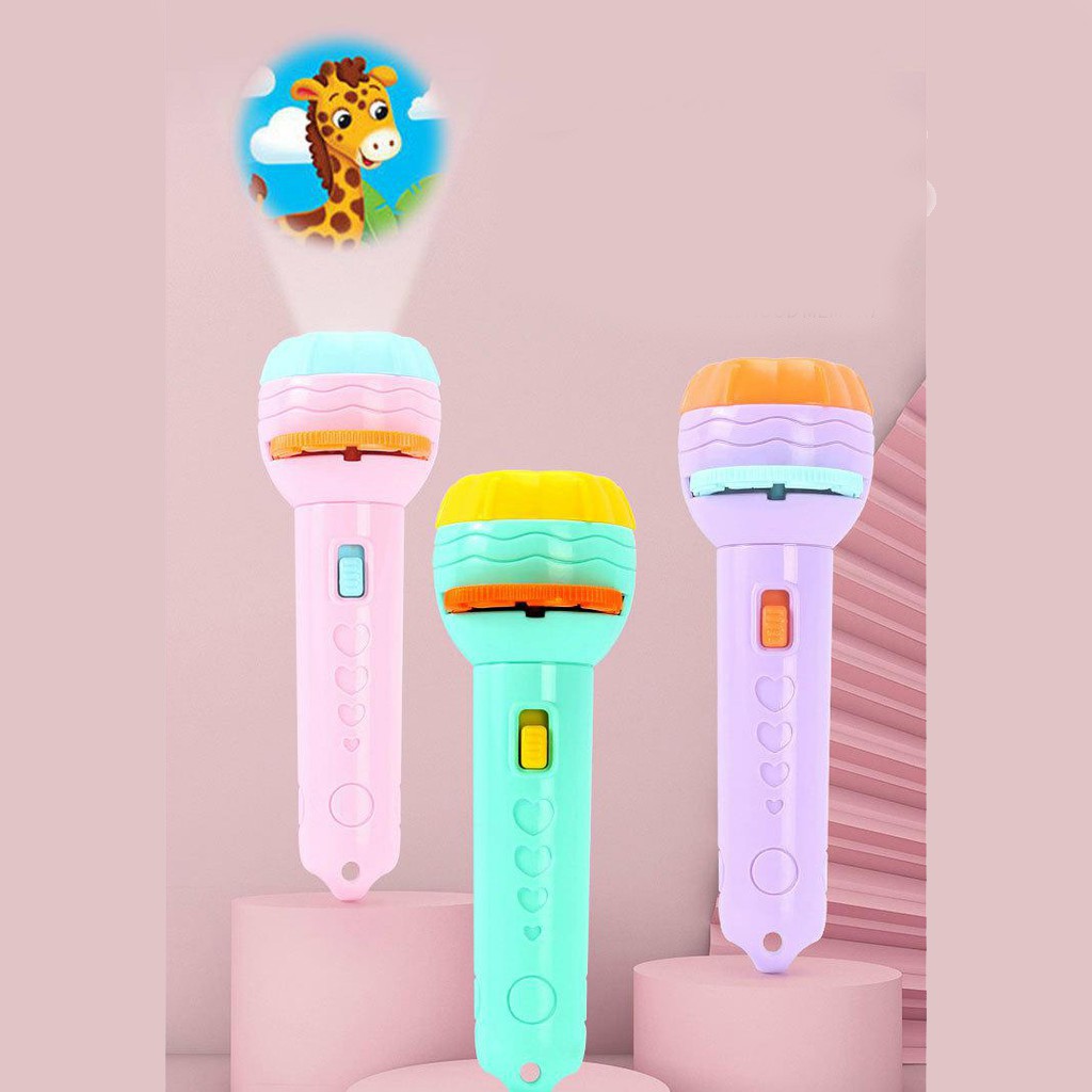 Đèn pin chiếu hình đồ chơi hoạt hình kể chuyện buổi tối cho bé , tạo sự thích thú, tò mò, giúp bé cai điện thoại.