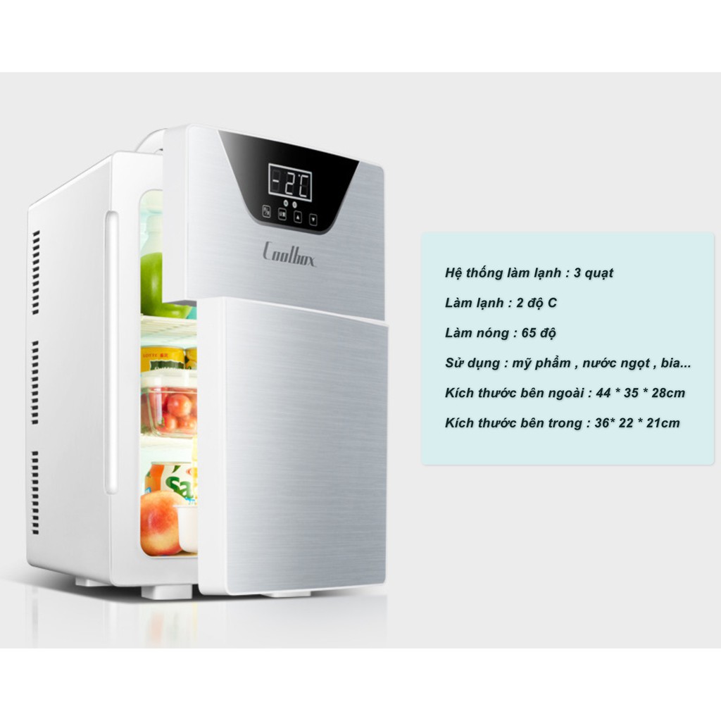 Tủ lạnh ô tô 20L 2 cửa LCD 3 Quạt siêu mạnh COOLBOX - Home and Garden