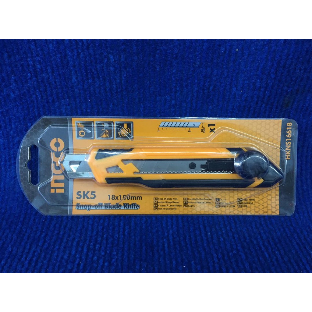 Dao rọc giấy cao cấp INGCO HKNS16618 / HKNS16518 lưỡi dao 18x100mm nhựa ABS cứng chắc
