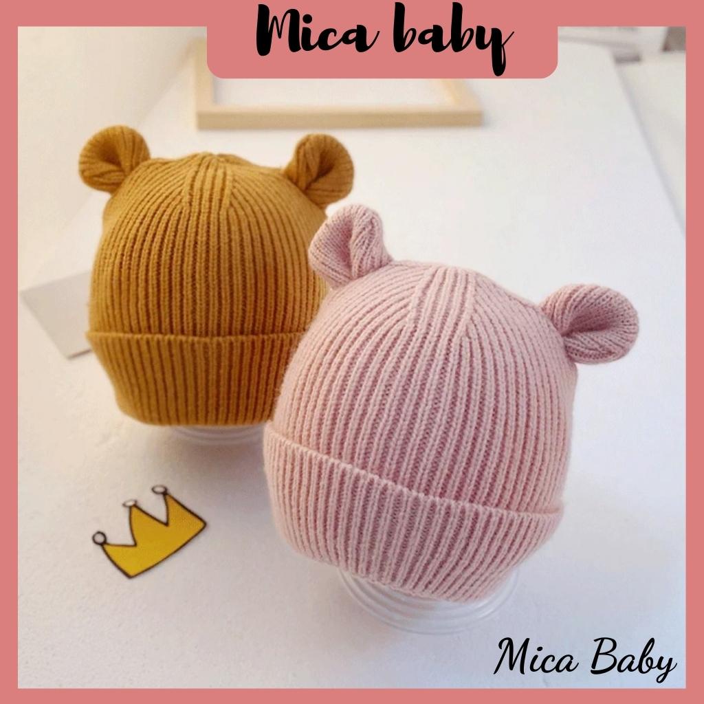 Mũ nón len tai gấu nhỏ dễ thương cho bé  Mica baby ML37