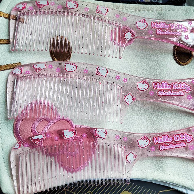 Lược Chải Tóc Nhựa Chống Tĩnh Điện Hình Mèo Hello Kitty Màu Hồng Đáng Yêu Cho Nữ