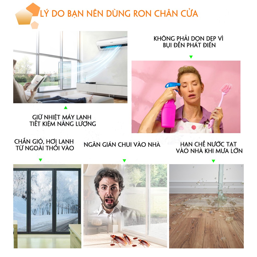 [Mã LIFE1404ALL50K giảm 10% đơn 200K] Ron Chặn Khe Cửa Chống Côn Trùng, Gió Lùa, Bụi Bẩn, Giữ Nhiệt Máy Lạnh, Cách Âm.