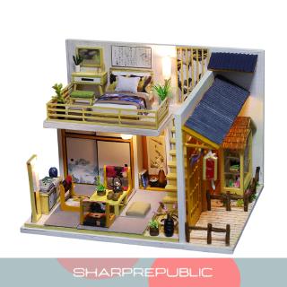 Dollhouse DIY Miniature Room Set with Cover – Wooden Craft Construction Kit Building Model Toy – Mini Doll House – Birthday Gift for Boy Girl