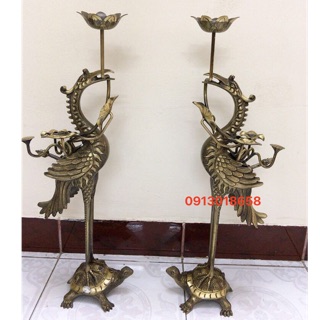 Đôi hạc thờ bằng đồng nguyên chất hàng đúc thủ công màu giả cổ 2 công nghệ