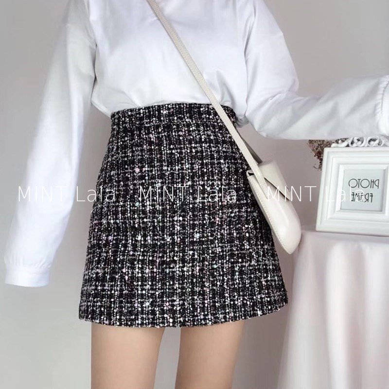 Chân Váy Dạ Tweed Chữ A - MINT Lala
