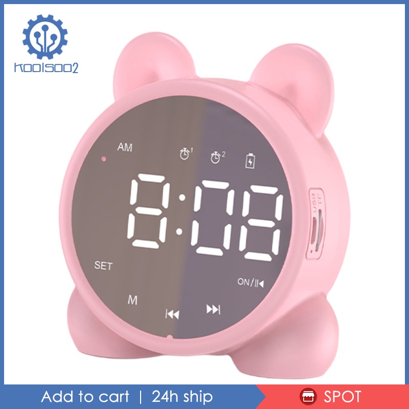 Bluetooth Speaker Alarm Clock USB Charging Handsfree Call for Bedroom  White