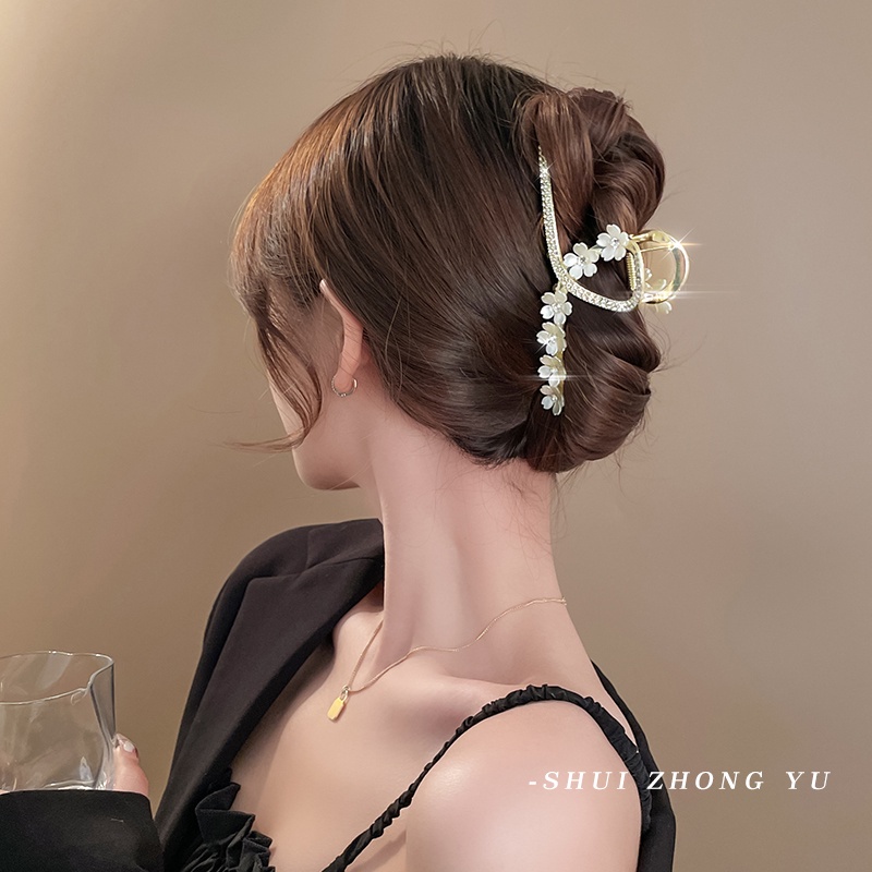 Kẹp tóc AY hình hoa/ bướm/ đuôi cá đính hạt đá opal ngọc trai thanh lịch cho nữ
