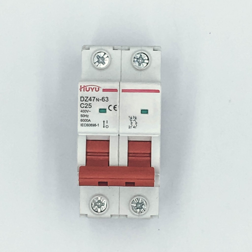 Cầu dao an toàn MCB 2P 2PHA 6A - 63A dòng cắt 6kA, Hãng Huyu