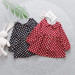 Váy dạ chấm bi bé gái