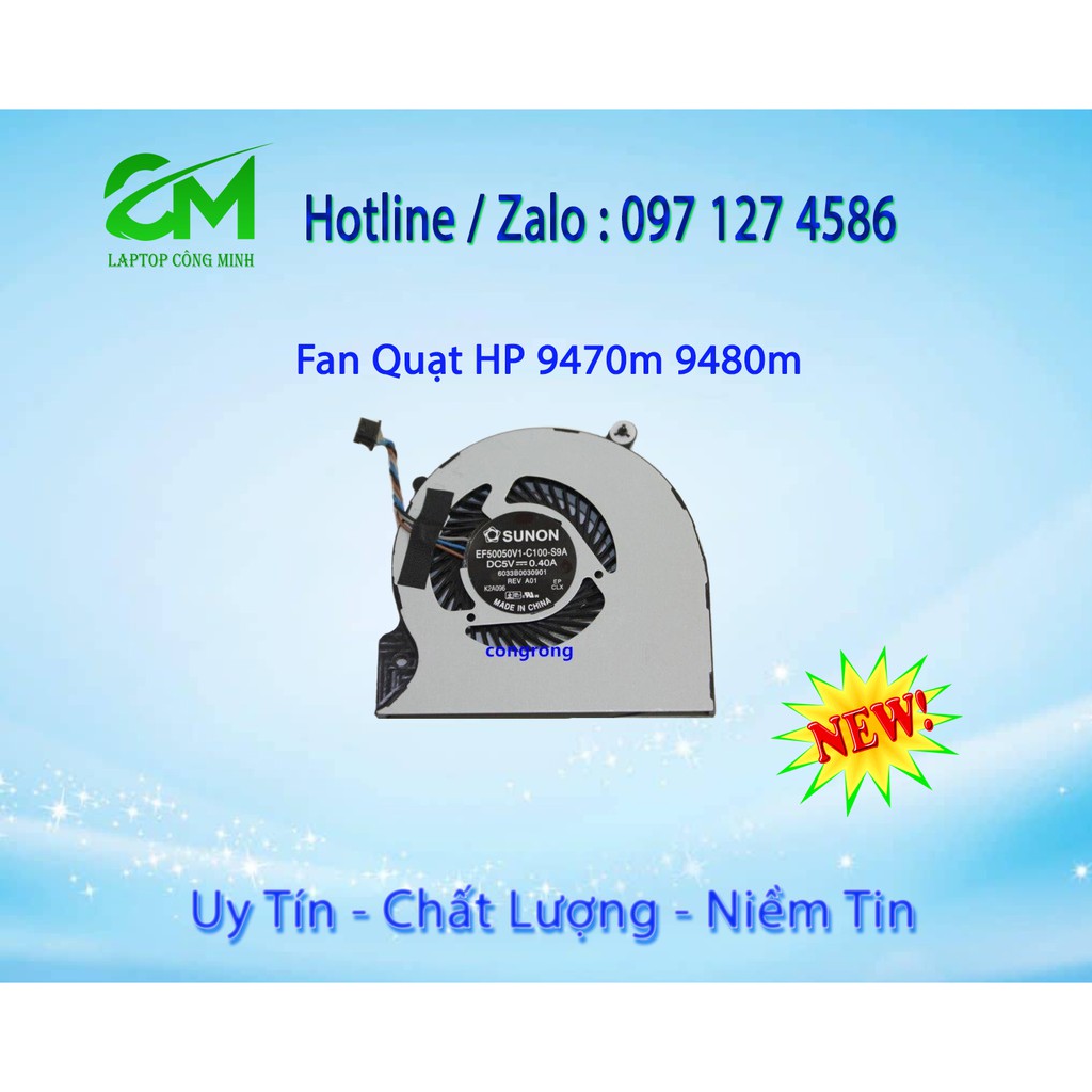 Fan Quạt tản nhiệt CPU laptop HP EliteBook Folio 9470 9470M 9480 9480M Hàng zin New