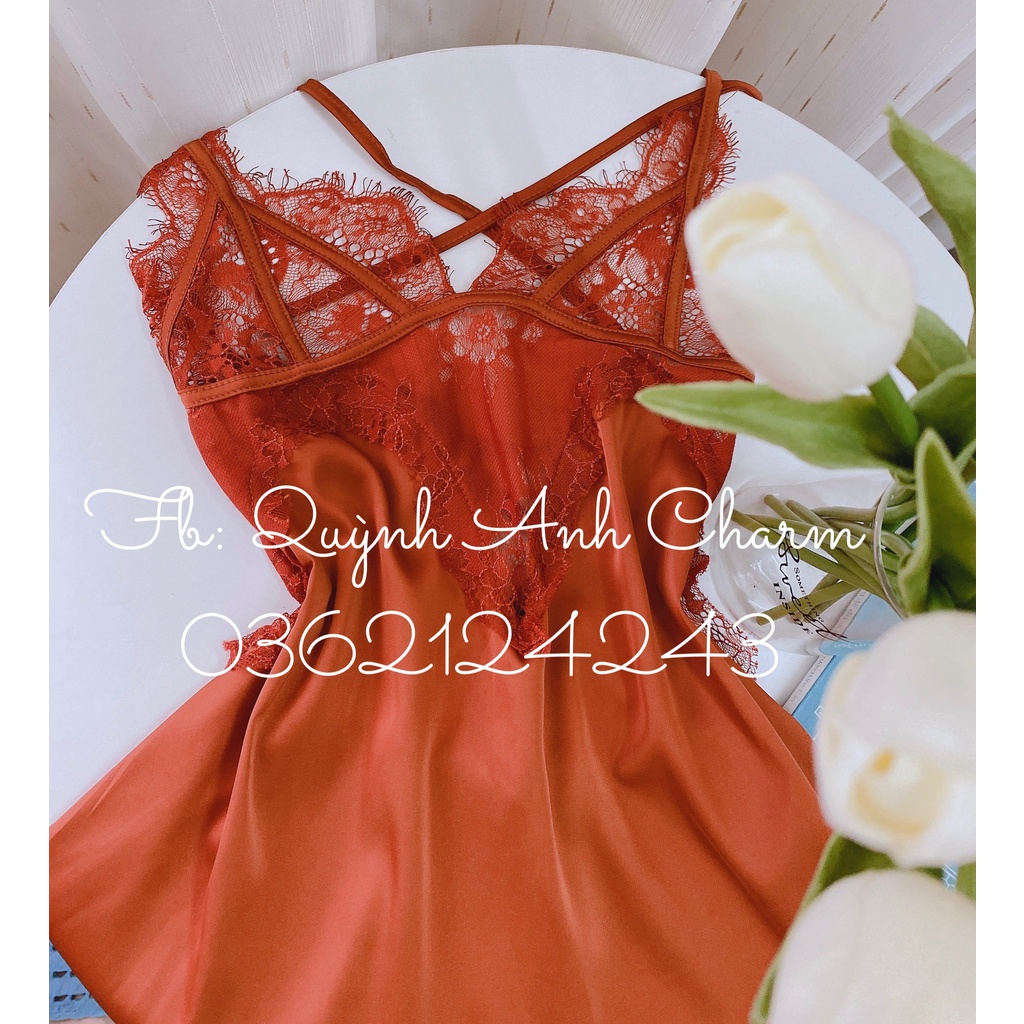 BÁN SỈ _Váy ngủ sexy lưng ren đan dây, đầm ngủ lụa quyến rũ QUẢNG CHÂU SP071  (ảnh thật video chính chủ)