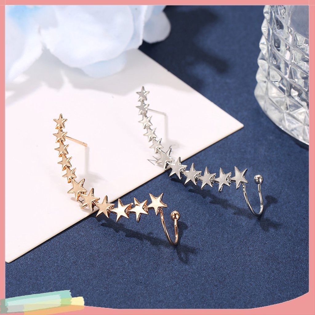 [LK] - 1 Bông Tai Dạng Kẹp Hình Ngôi Sao Năm Cánh Nhẹ Chống Dị Ứng Dễ Phối Đồ Trang Sức Cho Nữ