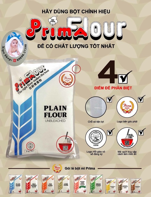 [1kg] Bột Mì Đa Dụng Số 11 Prima Flain Flour