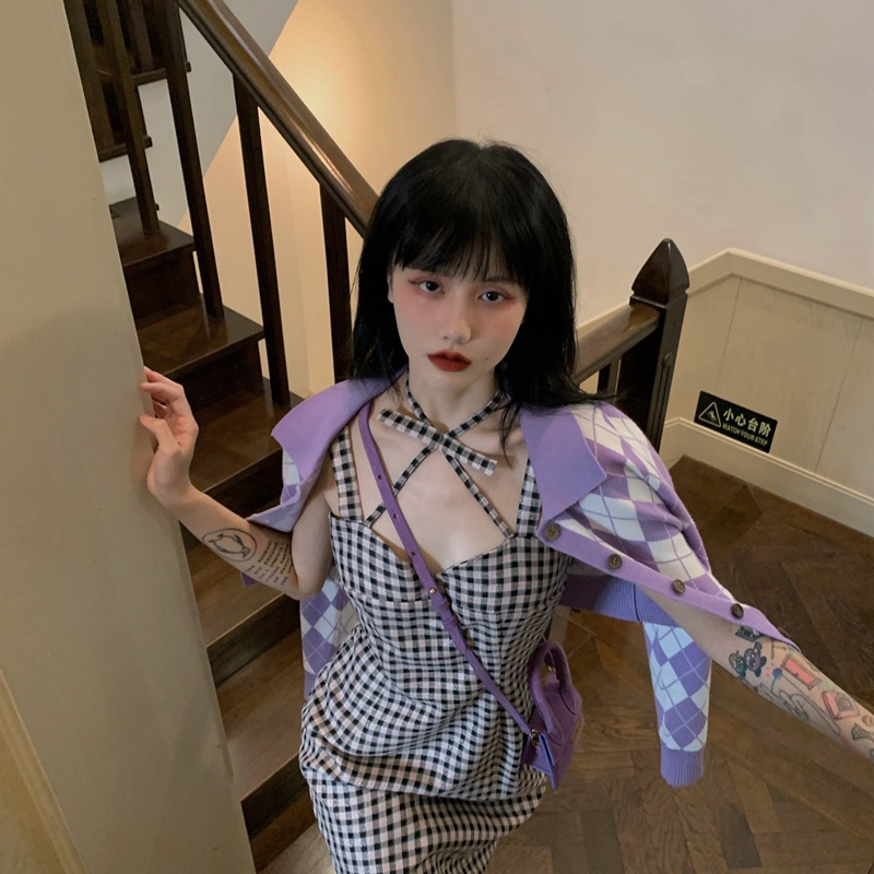  Áo Croptop Dệt Kim Cổ Bẻ Kẻ Sọc Caro 3 Màu Thời Trang Cho Nữ | BigBuy360 - bigbuy360.vn