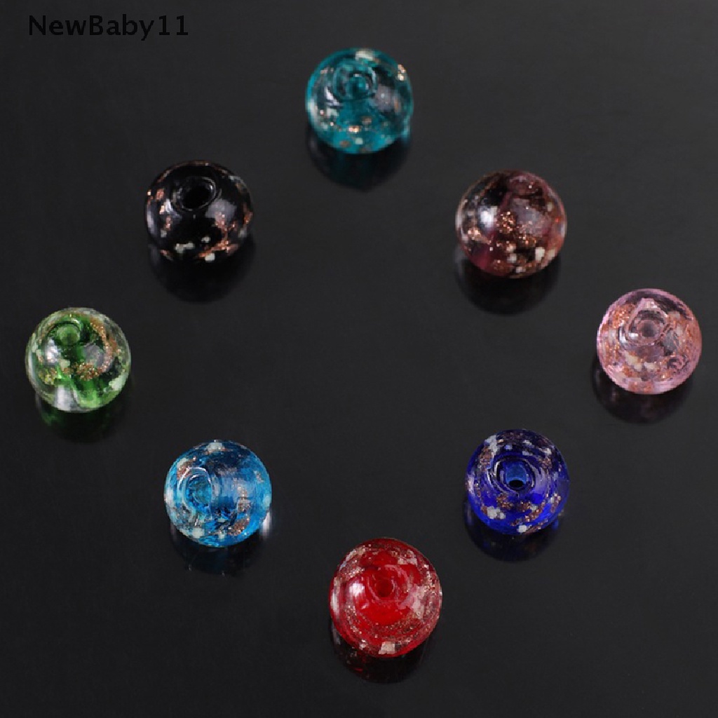 Set 10 Hạt Thủy Tinh Tròn 10mm Phát Sáng Dùng Làm Trang Sức Thủ Công DIY