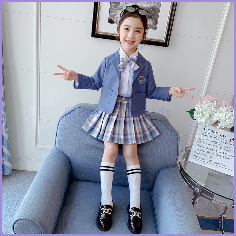 Bộ Áo Khoác + Chân Váy Xếp Ly Thời Trang Mùa Xuân Xinh Xắn Cho Bé Gái