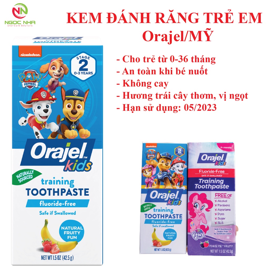 Kem đánh răng nuốt được Orajel Training Toothpaste 42.5g cho bé từ 0 tới 36 tháng