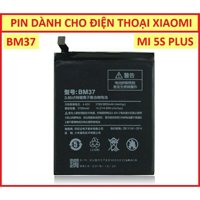 Pin xịn xiaomi mi5s plus / BM37 chính hãng /OP12