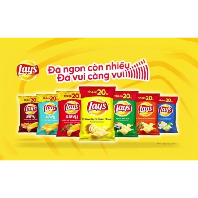 Bánh Snack khoai tây Lay’s gói lớn 35g + 20% 7 hương vị