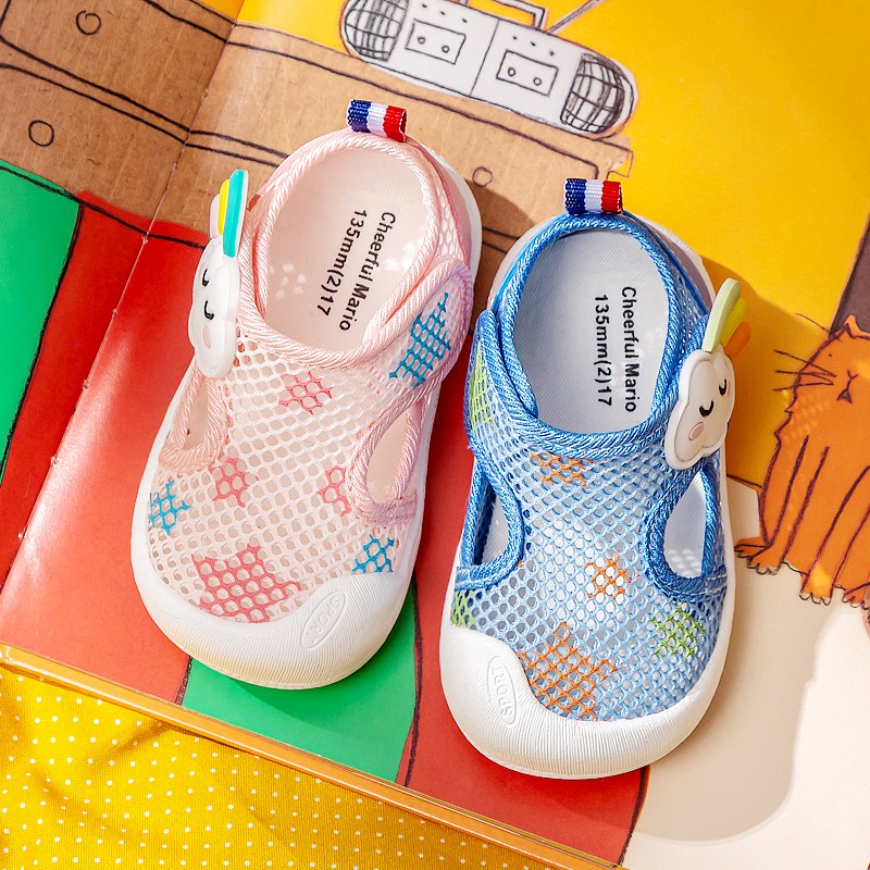 Giày CHEERFUL MARIO đế mềm dễ chịu thời trang không trượt bền với quai dán cho bé