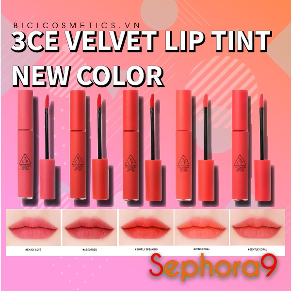 Son kem lì 3CE Stylenanda Velvet Lip Tint Siêu Hot full bảng màu