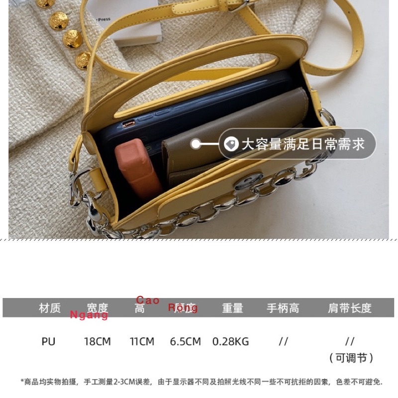 Túi đeo chéo quai xách dáng vuông đứng phối xích màu mới hot 2022