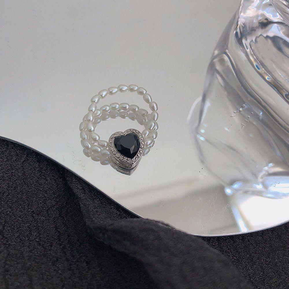 Nhẫn Kim Loại Màu Đen Hình Trái Tim Lãng Mạn|Trang Sức Vòng Cổ Cho Bữa Tiệc