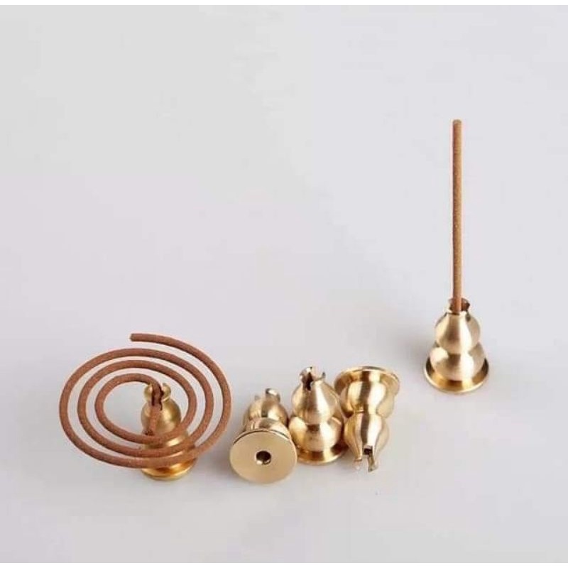 Đế trụ đồng cắm nhang vòng và nhang cây phụ kiện thác khói trầm hương