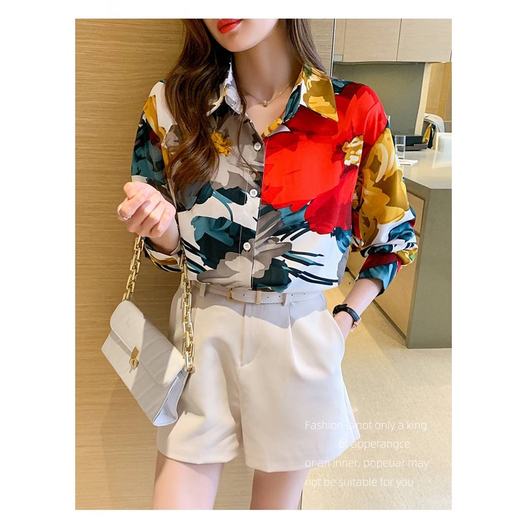 Áo Sơ Mi chiffon Họa Tiết Hoa Mẫu Mới Phong Cách Đông Nam Á Thời Trang Xuân Thu 2021 Cho Nữ
