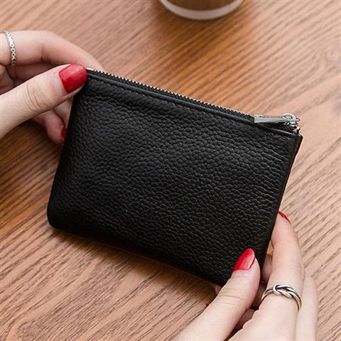 Ví Da Mini Siêu Mỏng Có Khóa Kéo Đựng Tiền Xu/Điện Thoại/Chìa Khóa Cho Nam Và Nữ