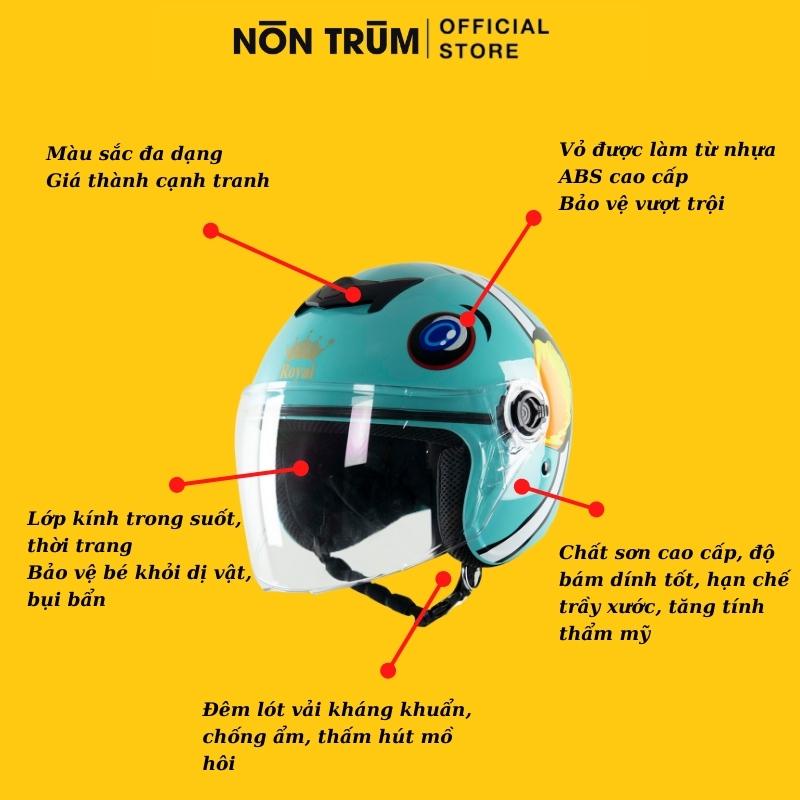 Mũ bảo hiểm trẻ em Royal M270, nón bảo hiểm 3/4 có kính chính hãng cho vòng đầu từ 47-52cm - Nón Trùm