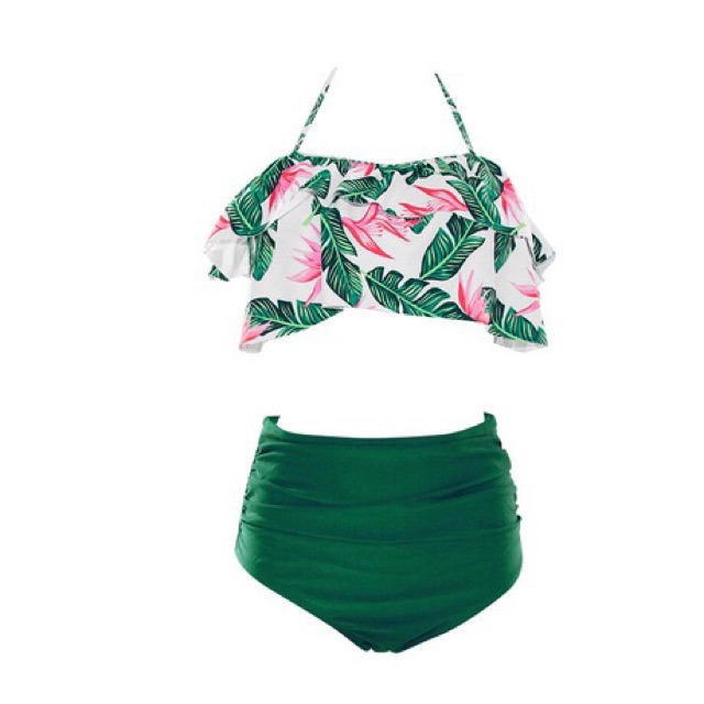 Đồ bơi/ Bikini Tropical Cạp Cao Hai Mảnh Hàng Quảng Châu