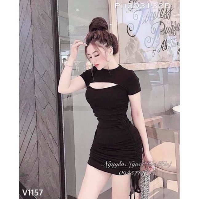 Đầm bigsize body khoét ngực rút 2 bên siêu tôn dáng