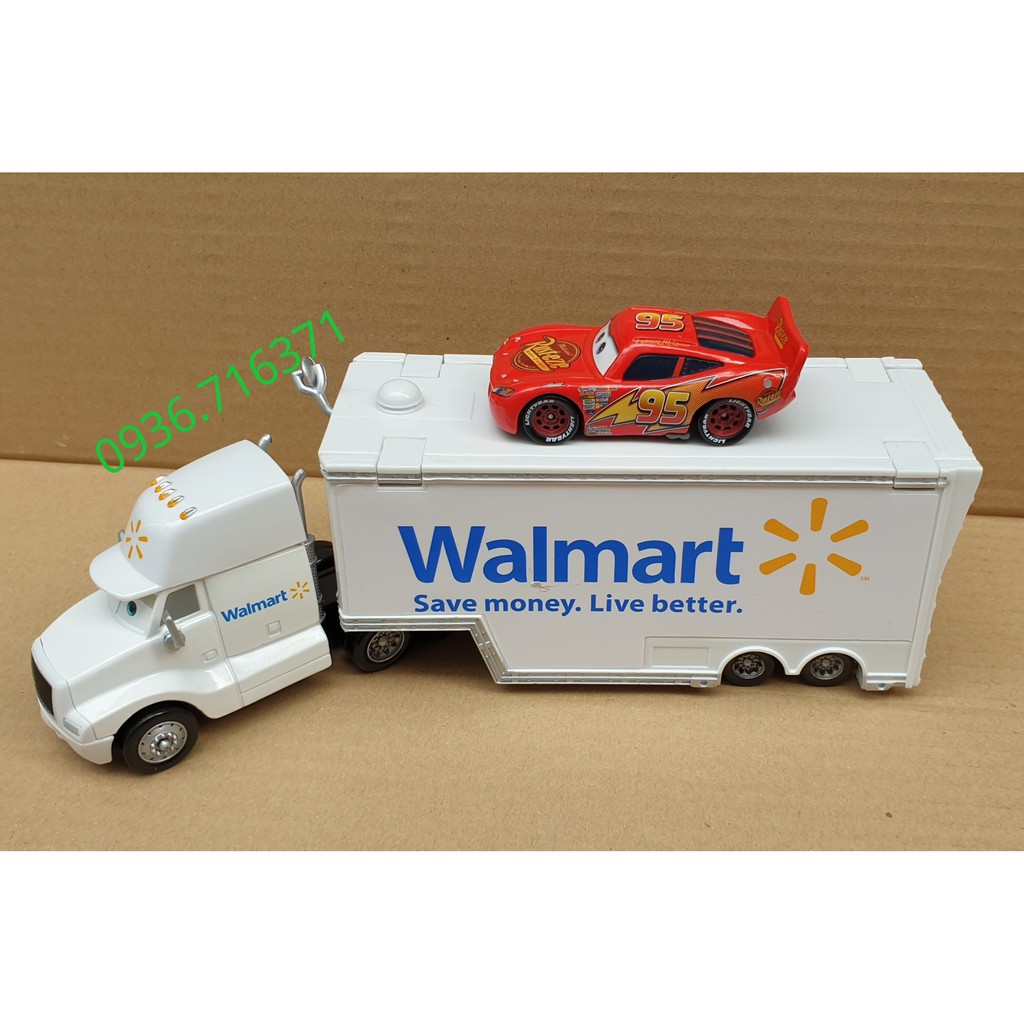 Mô hình xe tải lớn Walmart chở xe nhỏ hàng Mattel cho bé